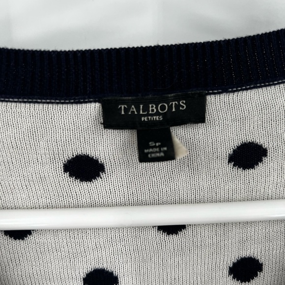 Talbots polka dot cardigan SP black white - Picture 4 of 12
